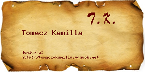 Tomecz Kamilla névjegykártya